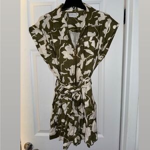 Floral Green and White Romper